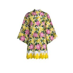 La Vie Style House Floral Lace Mini Caftan One Size